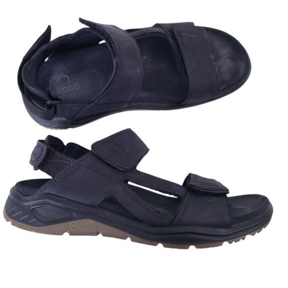 ECCO Mens X-trinsic 3S Black Leather Sandals Shoes Size 9